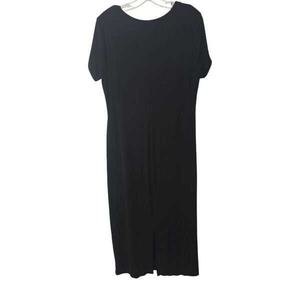 Rachel Zoe -1205 Scoop Neck Midi Length Ribbed Lined Dress in Black Size XL - Picture 4 of 8
